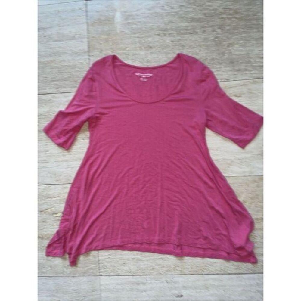 Soft Surroundings Womens Hot Pink Short Sleeve T-Shirt PXS